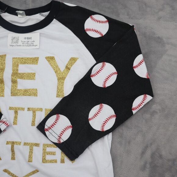 Raglan Shirt Womens M Multicolor Quarter Sleeve Round Neck Graphic Print Tee - Picture 6 of 14